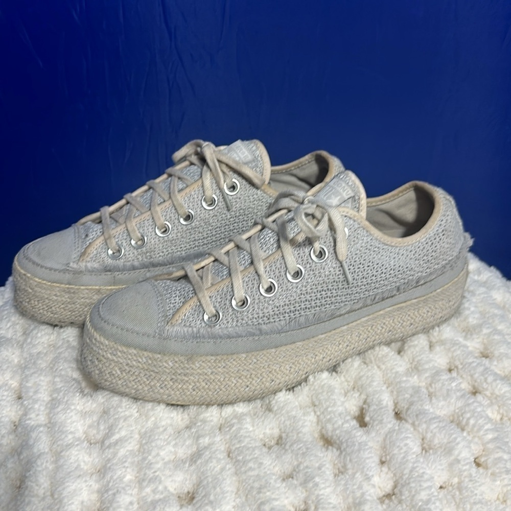 Converse Chuck Taylor Womens Low Top Platform Sneakers Mint Green Off White S 7 - Picture 6 of 9
